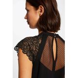 Morgan Semi-transparante Top met Kant Zwart