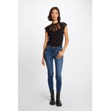 Morgan Semi-transparante Top met Kant Zwart