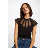 Morgan Semi-transparante Top met Kant Zwart