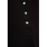 Morgan - Fijngebreide Top - Zwart - Met Kant - V-hals - Lange Mouwen