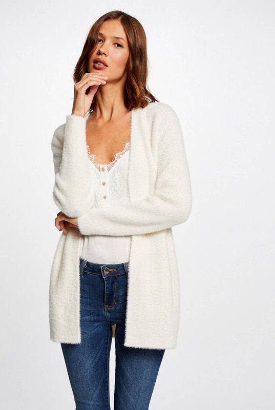 MORGAN - Lange Vest - Ivoor - Donzig Tricot - Polyamide