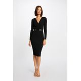 Morgan - Nauwsluitende Trui-Jurk - Zwart - Katoen - Lange Mouwen