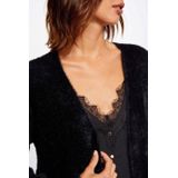 MORGAN - Lange Vest - Zwart - Donzig Tricot