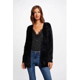 MORGAN - Lange Vest - Zwart - Donzig Tricot