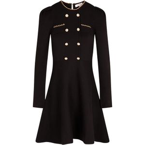 MORGAN - Wijd Uitlopende Halflange Jurk - Zwart - Lange Mouwen