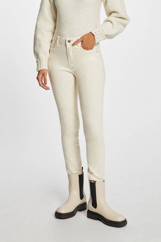 Morgan - Slim Fit Broek - Ecru - 5-Pocket Model