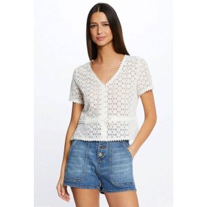 Morgan - Gehaakte Top - V-hals - Korte Mouwen