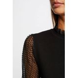 MORGAN - Trui - Zwart - Fijn Tricot - Opstaande Kraag