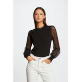 MORGAN - Trui - Zwart - Fijn Tricot - Opstaande Kraag