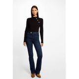 Morgan - Top - Zwart - Viscosemix - Lange Mouwen - Opstaande Kraag