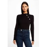 Morgan - Top - Zwart - Viscosemix - Lange Mouwen - Opstaande Kraag