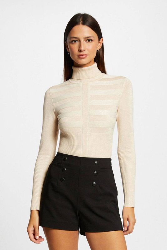 Morgan - Fijngebreide Trui - Lichtroze - Met Col - Lange Mouwen