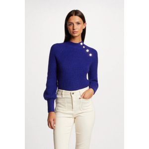 Morgan Pullover met lange mouwen en opstaande kraag, Saffier, XS