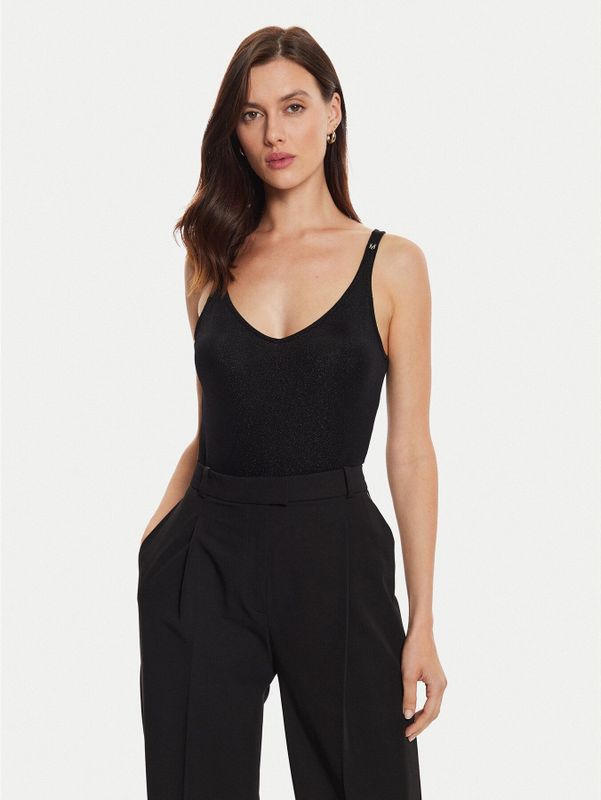 Morgan - Spaghettitop - Zwart - Fijn Gebreid - V-hals en Spaghettibandjes