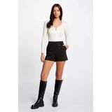 Morgan - Ribgebreide Top - Gebroken Wit - V-hals - Lange Mouwen