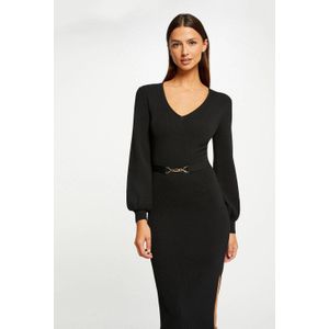 MORGAN - Getailleerde Lange Trui-Jurk - Zwart - Polyamide