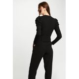 Morgan Top met Plooien Zwart