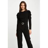 Morgan Top met Plooien Zwart