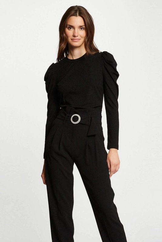 Morgan Top met Plooien Zwart