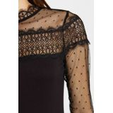 Morgan - Kanten Top - Zwart - Semi-transparant