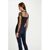 Morgan - Kanten Top - Zwart - Semi-transparant