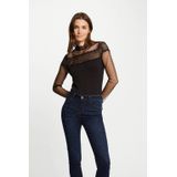 Morgan - Kanten Top - Zwart - Semi-transparant