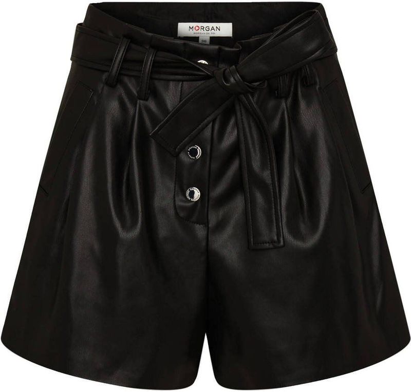Morgan - Shorts - Zwart - Kunstleer met Riem