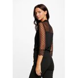 Morgan - Semi-transparante Blouse - Zwart - Met Stippen en Kant