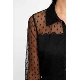 Morgan - Semi-transparante Blouse - Zwart - Met Stippen en Kant