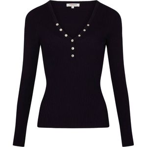 Morgan Fijngebreide Top Donkerblauw