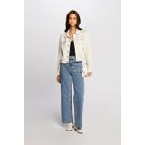 Morgan - Imitatiesuede Jasje - Ecru - Dames - Lange Mouwen