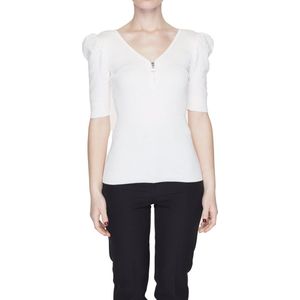 Gebreide Top Met V-Hals Met Korte Mouwen