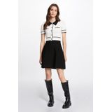 Morgan - Formele Damesjurk - Off White/Zwart - A-lijn - Korte Mouwen