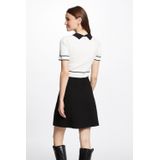 Morgan - Formele Damesjurk - Off White/Zwart - A-lijn - Korte Mouwen