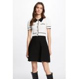 Morgan - Formele Damesjurk - Off White/Zwart - A-lijn - Korte Mouwen