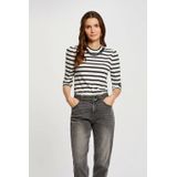 Shirt - Gestreept - Ronde Hals - Driekwart Mouw - Normale Pasvorm