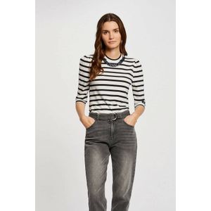 Shirt - Gestreept - Ronde Hals - Driekwart Mouw - Normale Pasvorm