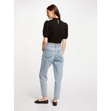 Blouse - Effen - Katoen - Keyholesluiting - Pofmouwen