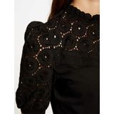 Blouse - Effen - Katoen - Keyholesluiting - Pofmouwen