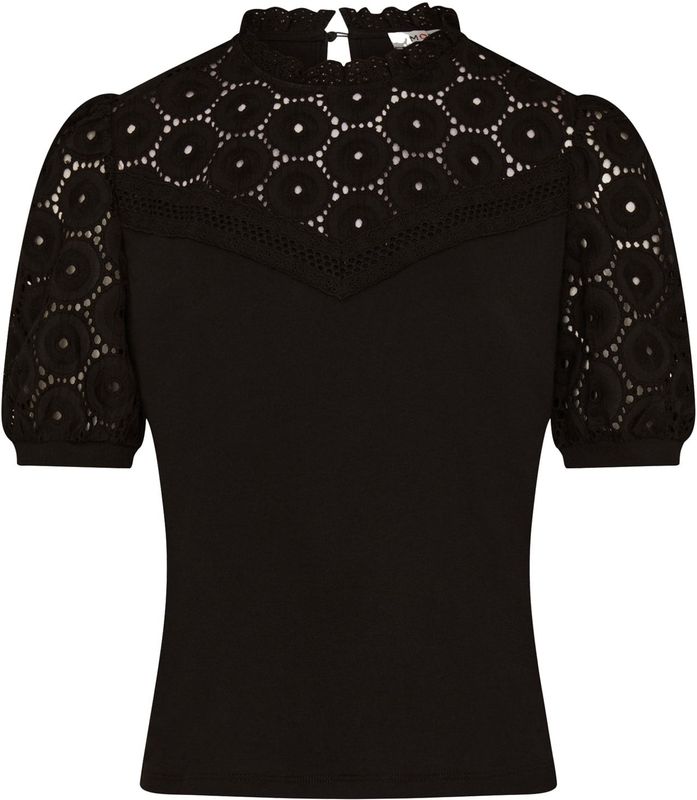 Blouse - Effen - Katoen - Keyholesluiting - Pofmouwen