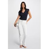 Morgan - Top - Marine - V-hals - Kapmouwtjes - Lurexsierknopen