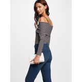 Shirt - Gelaagde Look - Jersey - Gestreept - Carmen Hals