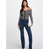 Shirt - Gelaagde Look - Jersey - Gestreept - Carmen Hals