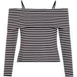 Shirt - Gelaagde Look - Jersey - Gestreept - Carmen Hals