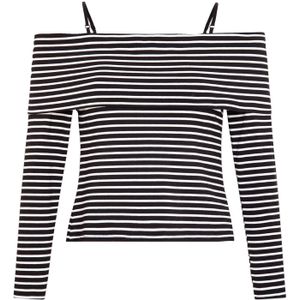 Shirt - Gelaagde Look - Jersey - Gestreept - Carmen Hals