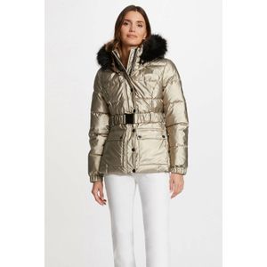 Metallic donsjas met kap, tussenseizoen MORGAN. Polyester materiaal. Maten 42 FR - 40 EU. Beige kleur