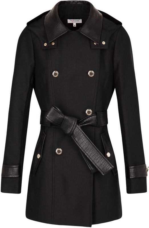 Morgan - - Jas - Zwart - Polyestermix - Overslagkraag, Lange Mouwen, Knoopsluiting