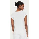 Morgan - Top - Ecru - Met Glitter - V-hals - Korte Mouwen