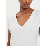 Morgan - Top - Ecru - Met Glitter - V-hals - Korte Mouwen