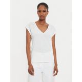 Morgan - Top - Ecru - Met Glitter - V-hals - Korte Mouwen